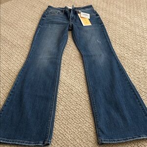 Risen Jeans Dark Wash Flares with Light Distressing NWT size 1